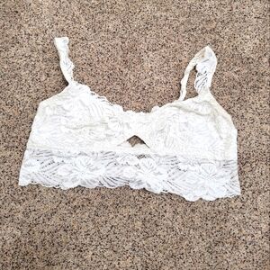 Aerie Womens White Lace Floral Bralette Size XL